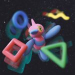  3d circle commentary full_body highres no_humans pokemon pokemon_(creature) porygon-z solo square star_(sky) triangle vxcl 