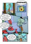  anthro arthropod cephalopod clothed clothing coleoid comic crab crustacean decapoda detailed_background dialogue english_text group hi_res malacostracan male marine mollusk mr._krabs nickelodeon octopodiform octopus on_model pancaketiffy sea_sponge smile speech_bubble spongebob_squarepants spongebob_squarepants_(character) squidward_tentacles text toony 