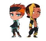  2boys abdonis blue_eyes commentary_request dark-skinned_male dark_skin highres multiple_boys muscular muscular_male red_hair ring_fit_adventure ring_fit_trainee ring_fit_trainee_(male) to_ame_ha_yaiba yaoi yellow_eyes 