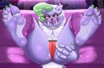  absurd_res animatronic anthro blush breasts canid canine canis chest_tuft clothing colored_nails eyelashes eyeshadow facial_markings feet female five_nights_at_freddy&#039;s five_nights_at_freddy&#039;s:_security_breach genitals green_highlights green_nails hair head_markings hi_res highlights_(coloring) lazier_boi legwear lipstick lying machine makeup mammal markings mostly_nude nails narrowed_eyes navel navel_piercing on_back panties pattern_clothing pattern_legwear piercing purple_body purple_clothing purple_eyeshadow purple_legwear purple_lipstick pussy red_clothing red_panties red_underwear robot roxanne_wolf_(fnaf) scottgames small_breasts solo spread_pussy spreading steel_wool_studios striped_clothing striped_legwear stripes thick_thighs translucent translucent_clothing translucent_panties translucent_underwear tuft underwear white_body white_hair wide_hips wolf yellow_eyes 