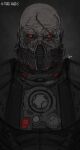  1boy absurdres armor darth_malgus glowing glowing_eyes highres looking_at_viewer mask red_eyes respirator scar sith solo star_wars star_wars:_the_old_republic straight-on tumubar117 wrinkled_skin 