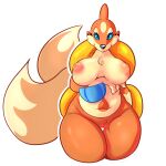  1:1 absurd_res alpha_channel anthro arm_under_breasts big_breasts breasts female floatzel fur generation_4_pokemon genitals hi_res huge_breasts looking_at_viewer mammal nintendo nipples pokemon pokemon_(species) pussy slightly_chubby smile solo standing tail thick_thighs tuft wide_hips wisty 