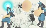  2023 4_toes 5_fingers anthro anthro_on_anthro anus aura_sphere black_body black_fur black_nose blue_body blue_fur bodily_fluids both_pregnant breasts butt dripping duo english_text feet female female/female fingers fur furfrou generation_4_pokemon generation_6_pokemon genital_fluids genitals hi_res hindpaw humanoid_hands licking lucario multicolored_body multicolored_fur natural_furfrou navel navel_fetish navel_lick nintendo nipples nude outie_navel paws pokemon pokemon_(species) pokemorph pregnant pregnant_female pussy pussy_juice pussy_juice_drip smile standing tail tail_motion tailwag tan_body tan_fur tauttum text toes tongue tongue_out two_tone_body two_tone_fur white_body white_fur 