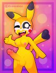  &lt;3 absurd_res anthro balls big_penis clothing cosplay_pikachu_(costume) genitals grossdice gynomorph hi_res intersex mask navel nintendo nipples nude penis pikachu_libre pokemon round_breasts solo 