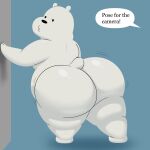  2023 absurd_res ambiguous_gender anthro bear bent_over big_butt black_eyes black_nose blue_background butt cartoon_network colossalstars digital_media_(artwork) duo english_text fur half-closed_eyes hand_on_wall hi_res huge_butt ice_bear looking_back male mammal motion_lines narrowed_eyes nude obese obese_anthro obese_male overweight overweight_anthro overweight_male polar_bear pose short_tail simple_background speech_bubble tail text thick_thighs unseen_character ursine we_bare_bears white_body white_ears white_fur white_tail 