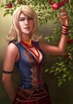  apple blonde_hair breasts food fruit jewelry keira_metz medium_breasts medium_hair non-web_source smile the_witcher_(series) the_witcher_3 tree 