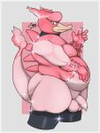  anthro balls belly big_balls big_belly big_butt butt fire flaccid flaming_tail foreskin generation_1_pokemon genitals hand_on_stomach krowbutt magmar male nintendo nude overweight overweight_anthro overweight_male penis pokemon pokemon_(species) pokemorph shiny_pokemon simple_background slightly_chubby solo tail thick_thighs wide_hips 