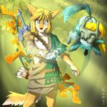  absurd_res bow_(disambiguation) canid canine hi_res link mammal melee_weapon midna nintendo plant shield sword the_legend_of_zelda tree twilight_princess weapon 