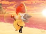  aaron_akio aaron_the_braixen beach braixen dawn_the_zorua duo female generation_5_pokemon generation_6_pokemon lucazura male male/female nintendo pokemon pokemon_(species) seaside sunset zorua 