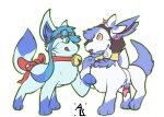  2017 3_fingers 3_toes ambiguous_gender bell bell_collar black_nose bow_ribbon cel_(glaceon) chatting clothing collar collar_ring cute_fangs duo eeveelution eyewear eyewear_on_head feet feral fingers generation_4_pokemon generation_6_pokemon glaceon goggles goggles_on_head green_eyes hoodie inner_ear_fluff neck_tuft nintendo open_mouth pawpads paws pokemon pokemon_(species) sai_(sylveon) shiny_pokemon simple_background sylveon teeth thoughts toes topwear tuft unknown_artist white_background yellow_eyes 