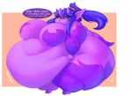  belly big_belly big_breasts big_butt blue_eyes breasts butt demon demon_humanoid dialogue featureless_breasts female frown hair horn horned_humanoid huge_breasts huge_butt huge_thighs humanoid humanoid_pointy_ears hyper hyper_belly hyper_breasts hyper_butt hyper_thighs imp looking_at_viewer markings morbidly_obese morbidly_obese_female morbidly_obese_humanoid mysterydad obese obese_female obese_humanoid open_mouth overweight overweight_female overweight_humanoid purple_body purple_hair purple_skin solo speech_bubble text thick_thighs vile_(mysterydad) yellow_sclera 