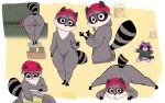  ambiguous_gender anthro ass_up beanie bent_over big_butt butt clothing featureless_crotch fur grey_body grey_fur hat headgear headwear hi_res jack-o&#039;_pose mammal markings n0b0dy pose procyonid raccoon short_stack solo striped_markings striped_tail stripes tail tail_markings thick_thighs wide_hips 