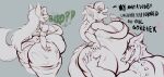  after_vore anthro belly belly_squish big_belly big_breasts breasts burping canid canid_demon canine clothed clothing collar comic demon duo embrace face_in_belly female hair hand_on_hip hellhound helluva_boss hi_res hug hugging_legs long_hair loona_(helluva_boss) male male/female mammal sassylebraix smug_face spiked_collar spikes squish torn_clothing vore vortex_(helluva_boss) weight_gain 