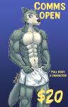  absurd_res anthro beastars blue_body bulge canid canine canis hi_res humanoid legoshi_(beastars) male mammal shybird solo tan_body towel towel_only wolf 