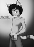  2023 anthro black_eyes black_hair bottomwear clothed clothing digital_drawing_(artwork) digital_media_(artwork) domestic_cat english_text felid feline felis fingers fur grey_background grey_body grey_fur hair hi_res long_tail looking_at_viewer male mammal navel nvidia open_bottomwear open_clothing open_pants pants pose sandwich-anomaly scar short_hair simple_background solo tail text topless topless_anthro topless_male unbuttoned unbuttoned_pants van_(sandwich-anomaly) whiskers 