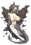  anthro black_body black_hair breasts chabett dragon female hair hi_res horn looking_at_viewer lumpypaca nipples one_eye_closed open_mouth red_eyes solo 