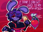  &lt;3 4_fingers accessory anthro balloon big_breasts big_ears black_hair bonfie bonnie_(cally3d) bonnie_(fnaf) bottomwear breasts brush buckteeth chest_tuft claws cleavage_cutout clothed clothing comb_(brush) cyds2 dennis_(cyds2) digital_media_(artwork) ear_piercing english_text eyelashes eyeshadow female fingers five_nights_at_freddy&#039;s footwear fredina&#039;s_nightclub fur grey_body grey_fur hair hair_accessory hairbrush hairpin hi_res holding_brush holding_object inflatable jacket lagomorph leporid looking_at_viewer makeup male mammal monotone_body monotone_fur multicolored_body multicolored_fur one_eye_obstructed overalls pants piercing purple_body purple_fur purple_hair rabbit red_eyes red_eyeshadow scottgames shoes short_hair simple_background smile smirk solo teeth text topwear tuft two_tone_body two_tone_fur 