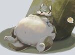  belly big_belly bloated canid canine canis cuff_(restraint) feral fur grey_body grey_fur hi_res huge_belly leaning link link_(wolf_form) male mammal nintendo piercing restraints shackles sitting solo taka_fin9623 the_legend_of_zelda wolf 