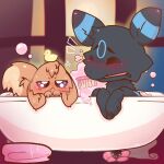  baby bathing bathtub blush daughter_(lore) daww duo eevee eeveelution father_(lore) father_and_child_(lore) father_and_daughter_(lore) female feral fluttermush generation_1_pokemon generation_2_pokemon gracie_(sweetcupcake) grumpy hi_res kurai_(kuraibre) male nintendo parent_(lore) parent_and_child_(lore) parent_and_daughter_(lore) pokemon pokemon_(species) pouting smile soap towel toy umbreon water wet young 