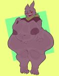  anthro big_breasts big_butt breasts butt clothing eldiipiid female generation_1_pokemon gengar hi_res looking_at_viewer nintendo nipples nude overweight plump_(character) pokemon pokemon_(species) purple_body sharp_teeth simple_background smile solo teeth thick_thighs wide_hips 
