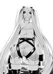  1girl absurdres ass cowboy_shot from_behind goddess_of_victory:_nikke greyscale highres holster long_hair monochrome nstch_root_a privaty_(nikke) sketch skin_tight skindentation solo standing thigh_gap thigh_holster twintails very_long_hair weapon 