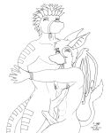  2012 abs anthro balls bat bound digital_drawing_(artwork) digital_media_(artwork) duo felixpath_(artist) frown furx_(character) genitals hair hands_tied line_art lizard male male/male mammal nipple_piercing nipples nude penis piercing reptile scalie signature simple_background standing white_background wings worried 