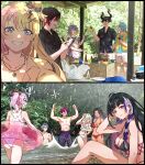  5girls 6+boys ^_^ absurdres ahoge aia_amare annoyed apron ass aster_arcadia bikini black_hair blue_eyes blue_hair blue_shirt blush braid breasts cleavage clenched_hands closed_eyes collared_shirt doppio_dropscythe expressionless glasses grey_hair hair_behind_ear hair_bun hair_ornament hair_ribbon hand_on_own_head hand_on_own_hip hex_haywire highres horns iluna jewelry kotoka_torahime kyo_kaneko lightning_bolt_hair_ornament lightning_bolt_symbol long_hair looking_at_viewer maplesights maria_marionette meloco_kyoran multicolored_hair multiple_boys multiple_girls necklace nijisanji nijisanji_en one-piece_swimsuit one_side_up open_mouth parted_lips photo_background pink_ribbon ponytail purple_hair purple_shirt red_bikini ren_zotto ribbon scarle_yonaguni selfie shirt shorts side_braids single_hair_bun smile split-color_hair streaked_hair swimsuit topless_male two-tone_hair ver_vermillion very_long_hair vest virtual_youtuber water white_bikini white_one-piece_swimsuit white_shorts xsoleil yellow_vest 