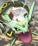  absurdres black_sclera claws cloud colored_sclera commentary_request dragon eastern_dragon fangs highres jira_(ziraiya26) no_humans outdoors pokemon pokemon_(creature) rayquaza sky twilight yellow_eyes 