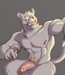  abs anthro balls biceps casual_nudity cougar felid feline flaccid foreskin genitals hi_res humanoid_genitalia humanoid_hands humanoid_penis male mammal manly muscular muscular_anthro muscular_male nipples nude oriont pecs penis simple_background solo solo_focus tail 