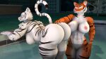  3d_(artwork) abs anthro barely_visible_genitalia barely_visible_pussy bent_over big_breasts big_butt breasts bubble_butt butt digital_media_(artwork) duo felid female fur genitals hand_on_butt hand_on_hip hi_res huge_butt kyleroo looking_at_viewer mammal muscular muscular_female navel nipples nude one_eye_closed pantherine petruz_(copyright) pool presenting presenting_hindquarters pussy raised_tail side_boob smile source_filmmaker tail teeth thick_thighs tiger tiger_(petruz) water wide_hips wink 