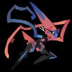  black_background deadfishspy deoxys deoxys_(speed) full_body highres no_humans pokedex_number pokemon pokemon_(creature) simple_background solo 