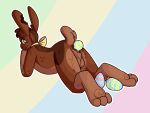  anthro balls candy chocolate dessert dragunsnack easter easter_bunny easter_egg egg food food_creature genitals holidays lagomorph leporid looking_at_viewer male mammal melting oviposition rabbit simple_background smile solo 