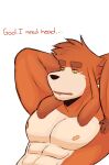  2022 abs anthro armpit_hair armpit_tuft beagle biceps black_nose body_hair brown_body brown_fur brown_hair canid canine canis clothed clothing colored domestic_dog ears_down english_text eyebrows floppy_ears fur hair half-closed_eyes hands_behind_head hi_res hunting_dog long_ears male mammal multicolored_body multicolored_fur muscular muscular_anthro muscular_male narrowed_eyes needy nipples pecs pent_up pink_nipples pivoted_ears red_text scent_hound simple_background solo speech_bubble suggestive suggestive_text talking_to_self text thick_eyebrows topless topless_anthro topless_male white_background white_body white_fur wilson_(wilsondoggo64) wilsondoggo64 yellow_eyes 