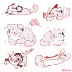  animal cat cat_tail chibi dtto. fluffy hair_dryer highres scarz smile syusetu_kohaku tail tayuri_ogachi utaite_(singer) virtual_youtuber white_cat 