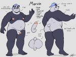  2023 absurd_res anthro anus balls baseball_cap bear belly butt circumcised clothing eye_markings fiercedeitylynx fur genitals giant_panda hat headgear headwear hi_res humanoid_genitalia humanoid_penis male mammal markings marvin_(fiercedeitylynx) model_sheet moobs multicolored_body multicolored_fur nipples nude overweight overweight_male penis solo 
