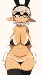  animal_humanoid big_breasts bikini breasts cephalopod cephalopod_humanoid clothing ear_piercing ear_ring fake_ears fake_rabbit_ears female frown gloves handwear hi_res huge_breasts humanoid humanoid_pointy_ears inkling legwear marie_(splatoon) marine marine_humanoid mollusk mollusk_humanoid nintendo not_furry piercing pupils ring_piercing simple_background solo splatoon suntan swimwear tan_line thigh_highs unusual_pupils yuta_agc 