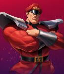  armor belt bracer capcom crossed_arms dictator lightning_bolt_symbol m._bison muscular muscular_male no_pupils shoulder_armor skull street_fighter wings 