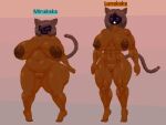  abs animal_humanoid areola athletic athletic_female belly big_breasts big_butt big_nipples bodily_fluids breasts brown_body brown_skin butt cat_humanoid dark_body dark_skin drooling duo eyes_closed fecharis felid felid_humanoid feline feline_humanoid female hair huge_breasts humanoid lunakaka_(spinneborg) mammal mammal_humanoid minakaka_(spinneborg) muscular muscular_female nipples nude overweight overweight_female saliva spinneborg standing thick_thighs 