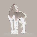  ax0r blonde_hair blonde_mane draft_horse equid equine female feral fur hair hi_res horse mammal mane marmor multicolored_body multicolored_fur pink_nose simple_background solo yellow_eyes 
