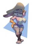  anthro big_breasts bigdad bottomwear breasts clothing cutoffs daisy_dukes denim denim_clothing disney female hat headgear headwear hi_res hotpants judy_hopps lagomorph leporid mammal rabbit shirt shorts solo topwear zootopia 