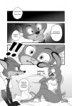  after_transformation anthro bed black_and_white boastudio breasts canid canine clothed clothing disney duo female first_person_view fox furniture hi_res judy_hopps lagomorph leporid male mammal monochrome necktie nick_wilde panties rabbit shirt spanish_text speech_bubble text topwear underwear vupline waking_up zootopia 