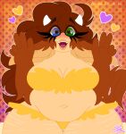  &lt;3 &lt;3_eyes absurd_res alissa_cow_(alissa_the_artist) alissa_the_artist animal_humanoid artist_name big_breasts blue_eyes blush bovid bovid_humanoid bovine bovine_humanoid bra breasts brown_body brown_fur brown_hair cattle cattle_humanoid clothing eyelashes fan_character female fur gesture green_eyes hair hand_gesture happy heterochromia hi_res horn human humanoid lingerie lips long_ears long_eyelashes long_hair mammal mammal_humanoid panties pinup pose seductive signature simple_background slightly_chubby smile solo stretch_marks tail thick_thighs underwear v_sign white_body white_skin 