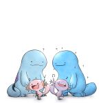  :3 alternate_color dancing ditto highres kashiwa_(3920kashiwa) no_humans open_mouth pokemon pokemon_(creature) quagsire shiny_pokemon simple_background smile solid_circle_eyes sparkle transformed_ditto white_background wooper 