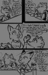  2022 anthro canid canine chair cigarette cigarette_in_mouth clothing comic dialogue disney felid feline female fox furniture group hand_on_shoulder hi_res lynx mammal mephitid monochrome mrs._wilde mustelid object_in_mouth otter red_fox simple_background skunk speech_bubble table tangerine_(artist) uniform zootopia 