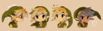  ... 1boy artist_request closed_mouth green_tunic hat highres link looking_at_viewer multiple_views pointy_ears short_hair simple_background spoken_ellipsis the_legend_of_zelda the_legend_of_zelda:_spirit_tracks the_legend_of_zelda:_the_wind_waker tokuura toon_link translation_request tunic 