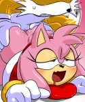  2022 5_fingers ahegao amy_rose anthro anthro_on_anthro anthro_penetrated anthro_penetrating anthro_penetrating_anthro blush bodily_fluids breasts butt butt_grab canid canine clothed clothed/nude clothing dress duo eulipotyphlan faceless_character faceless_male female female_penetrated fingers fluffy fluffy_tail fox from_behind_position fur genital_fluids genitals gloves green_eyes hair half-closed_eyes hand_on_butt handwear hedgehog hi_res humanoid_genitalia humanoid_penis looking_pleasured looking_up male male/female male_penetrating male_penetrating_female mammal miles_prower multicolored_body multicolored_fur narrowed_eyes nude open_mouth penetration penis pink_background pink_body pink_fur pink_hair pokachu_(artist) pussy_juice red_clothing red_dress red_penis saliva saliva_string sega sex short_hair simple_background sonic_the_hedgehog_(series) sweat tail tail_motion two_tone_body two_tone_fur vaginal vaginal_penetration white_clothing white_gloves white_handwear 