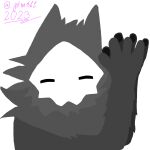  2_ears 2_eyes absurd_res ambiguous_gender anthro black_body black_fur canid canine canis changed_(video_game) eyes_closed fur gfmshl goo_creature hi_res lying male mammal mask pawpads puro_(changed) simple_background sleeping solo white_background wolf 