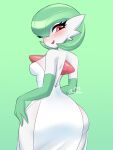  big_butt butt buutymon clothed clothing dress female gardevoir generation_3_pokemon green_hair hair hi_res humanoid nintendo not_furry pokemon pokemon_(species) solo white_body 