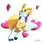  &lt;3 absurd_res ando bandai_namco black_sclera canid canine digimon digimon_(species) female fluffy fluffy_tail fur hi_res mammal renamon solo solo_focus tail white_body white_fur yellow_body yellow_fur 