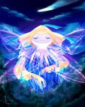  closed_eyes closed_mouth cloud commentary_request full_body highres jirachi night no_humans outdoors pokemon pokemon_(creature) signature sky uyumaru_art watermark 